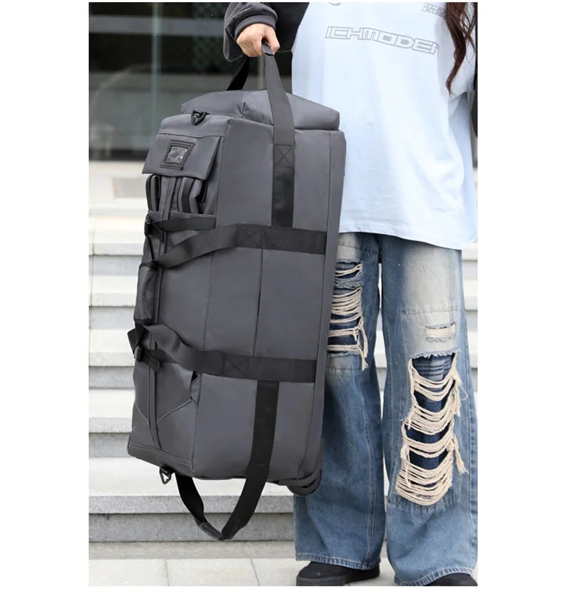 80L Rolling Duffle Bag with Wheels 31" Heavy-Duty Foldable Travel Duffel Bag Water-Resistant Wheeled Luggage with Shoulder Strap
