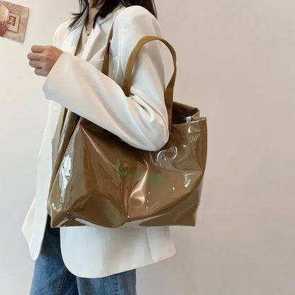 Fashion Transparent Women's Tote Bag Large Capacity Women Luxury Designer Handbag Bags Ladies Shoulder Bag with Free Shipping