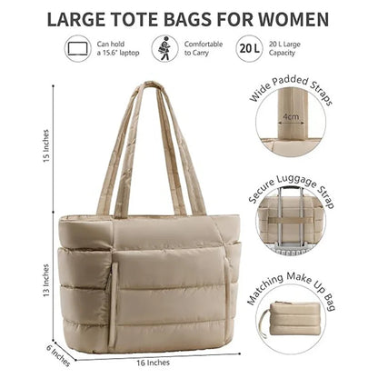 Trendy Quilted Tote Bag for Women Multi Compartment Zip Top Handbag Urban Stylish Daily Use Short Trip bags for women