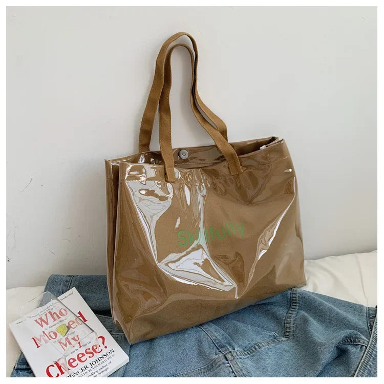 Fashion Transparent Women's Tote Bag Large Capacity Women Luxury Designer Handbag Bags Ladies Shoulder Bag with Free Shipping