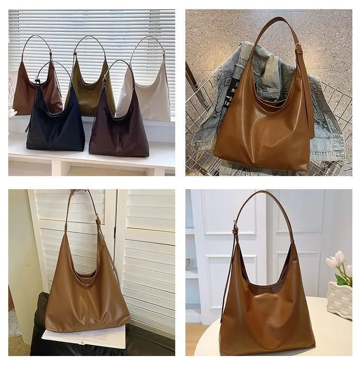 HOMEFISH New women's commuter tote bag, vintage style large-capacity hand-held shoulder bag
