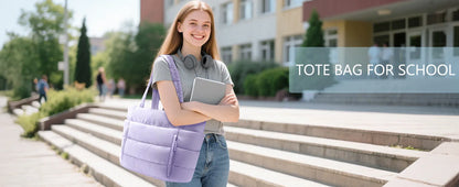 Trendy Quilted Tote Bag for Women Multi Compartment Zip Top Handbag Urban Stylish Daily Use Short Trip bags for women