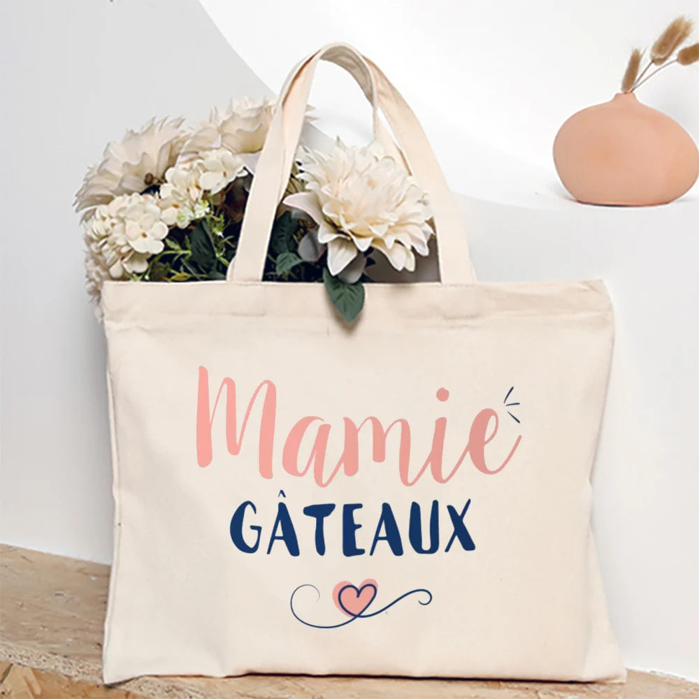 Thank You Grandma for All These Magical Moments Printed Women Tote Bag Canvas Shopping Bags Female Shoulder Bag Gift for Mamie