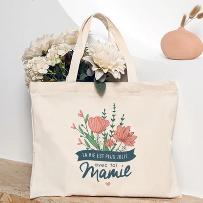 Thank You Grandma for All These Magical Moments Printed Women Tote Bag Canvas Shopping Bags Female Shoulder Bag Gift for Mamie