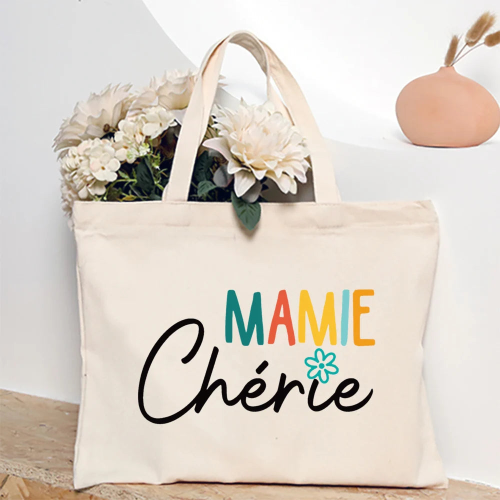 Thank You Grandma for All These Magical Moments Printed Women Tote Bag Canvas Shopping Bags Female Shoulder Bag Gift for Mamie