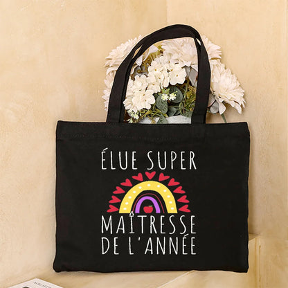 Super Atsem Maitresse Printed Tote Bag Teacher Life Shopping Bags Travel Handbags Teacher's Day Graduate Thanks Gift for Teacher