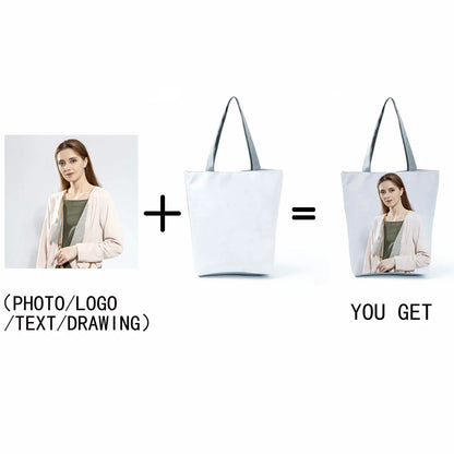 Personal Customize Women Tote Bag With Print Logo Custom Your Pictures Shopping Bags DIY Handbags Shoulder Bags Dropshipping