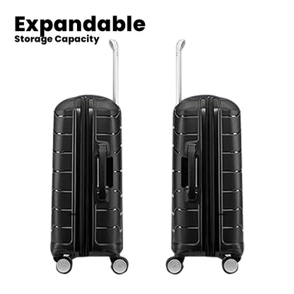 OPTIMA Zenith Hardside Luggage with Spinners, 2PC SET (Carry-on/Medium) (Black)