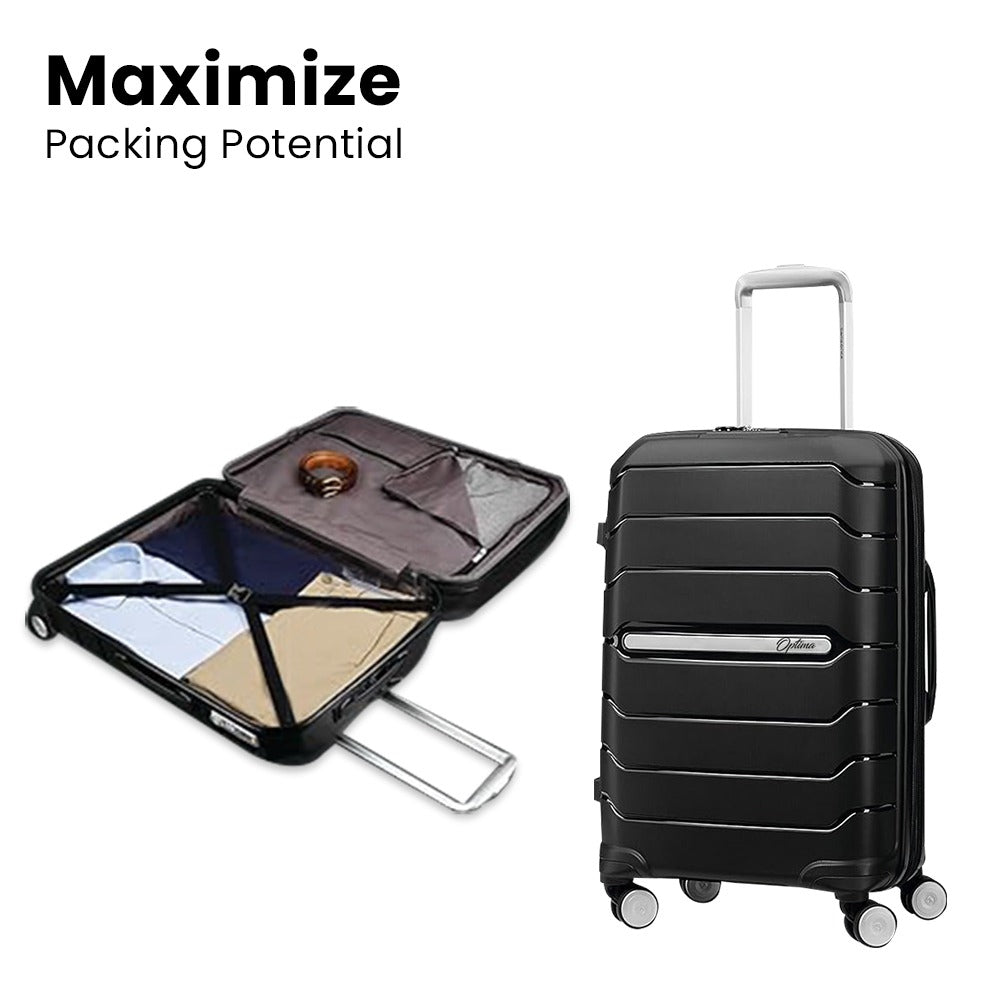 Optima Zenith Hardside Expandable with Double Spinner Wheels, Carry-On 20-Inch, Black