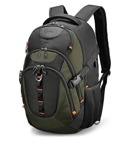 OPTIMA  Design Large Business Laptop Backpack with Smart USB Charging Port, Travel Backpack Fits 15.6 inches laptops, Water Repellent College Backpack for Men Women ( Olive/Black)