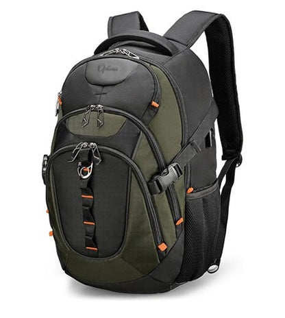 OPTIMA  Design Large Business Laptop Backpack with Smart USB Charging Port, Travel Backpack Fits 15.6 inches laptops, Water Repellent College Backpack for Men Women ( Olive/Black)