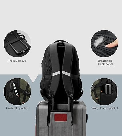 OPTIMA  Design Large Business Laptop Backpack with Smart USB Charging Port, Travel Backpack Fits 15.6 inches laptops, Water Repellent College Backpack for Men Women ( Olive/Black)