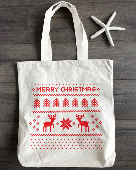 Merry Christmas Medium Tote Bags w/Gusset Optima