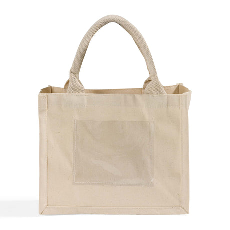 Natural Canvas Wedding Favor Tote Bags with Front Pocket - TF207 Optima