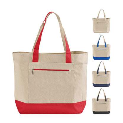 Heavy Canvas Zippered Shopping Canvas Bags W/Front Pocket Optima