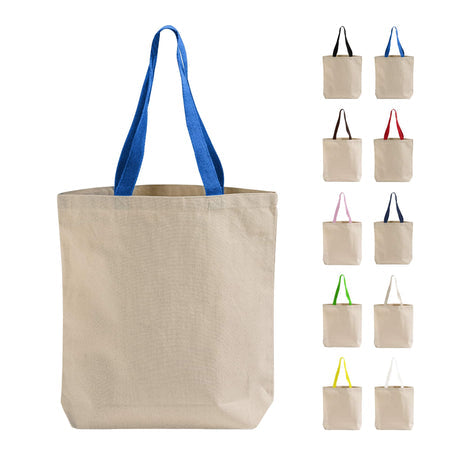 100% Cotton Canvas Tote Bags with Color Handles - TG244 Optima