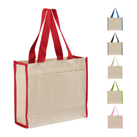 Heavy Canvas Tote Bag with Colored Trim Optima