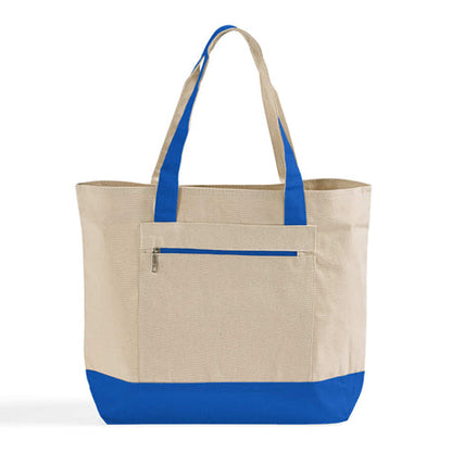 Heavy Canvas Zippered Shopping Canvas Bags W/Front Pocket Optima