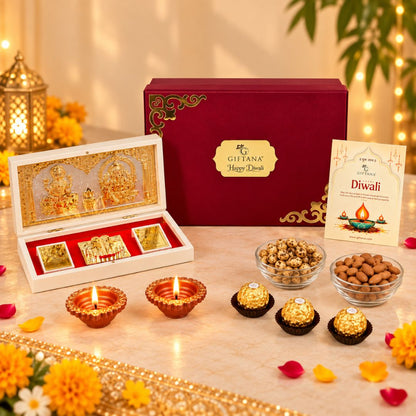 Corporate Diwali Gift Box with Ferrero Rocher, Charan Paduka and Nuts