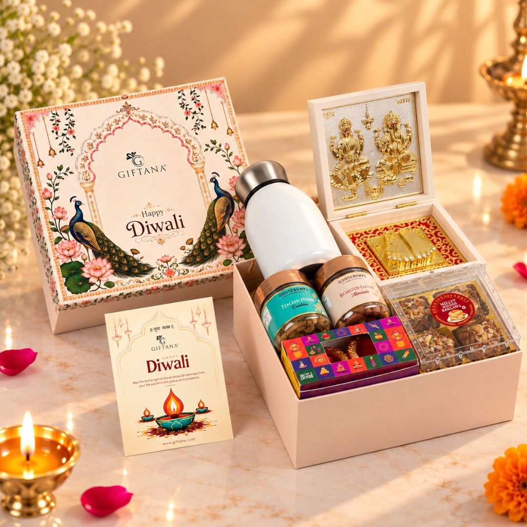 Corporate Diwali Gift Hamper with 300ml Steel Flask and Baklawa