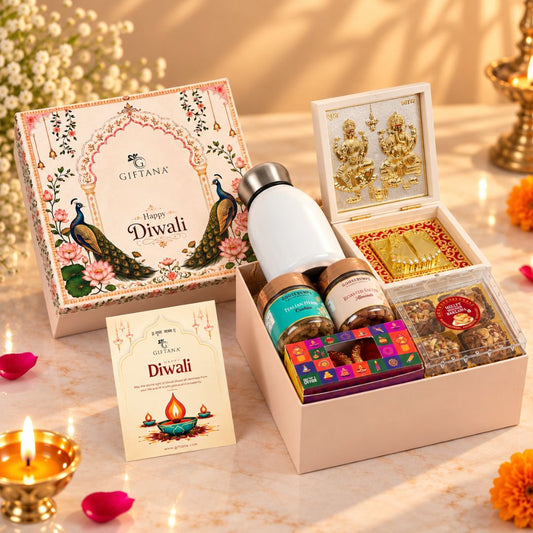 Corporate Diwali Gift Hamper with 300ml Steel Flask and Baklawa