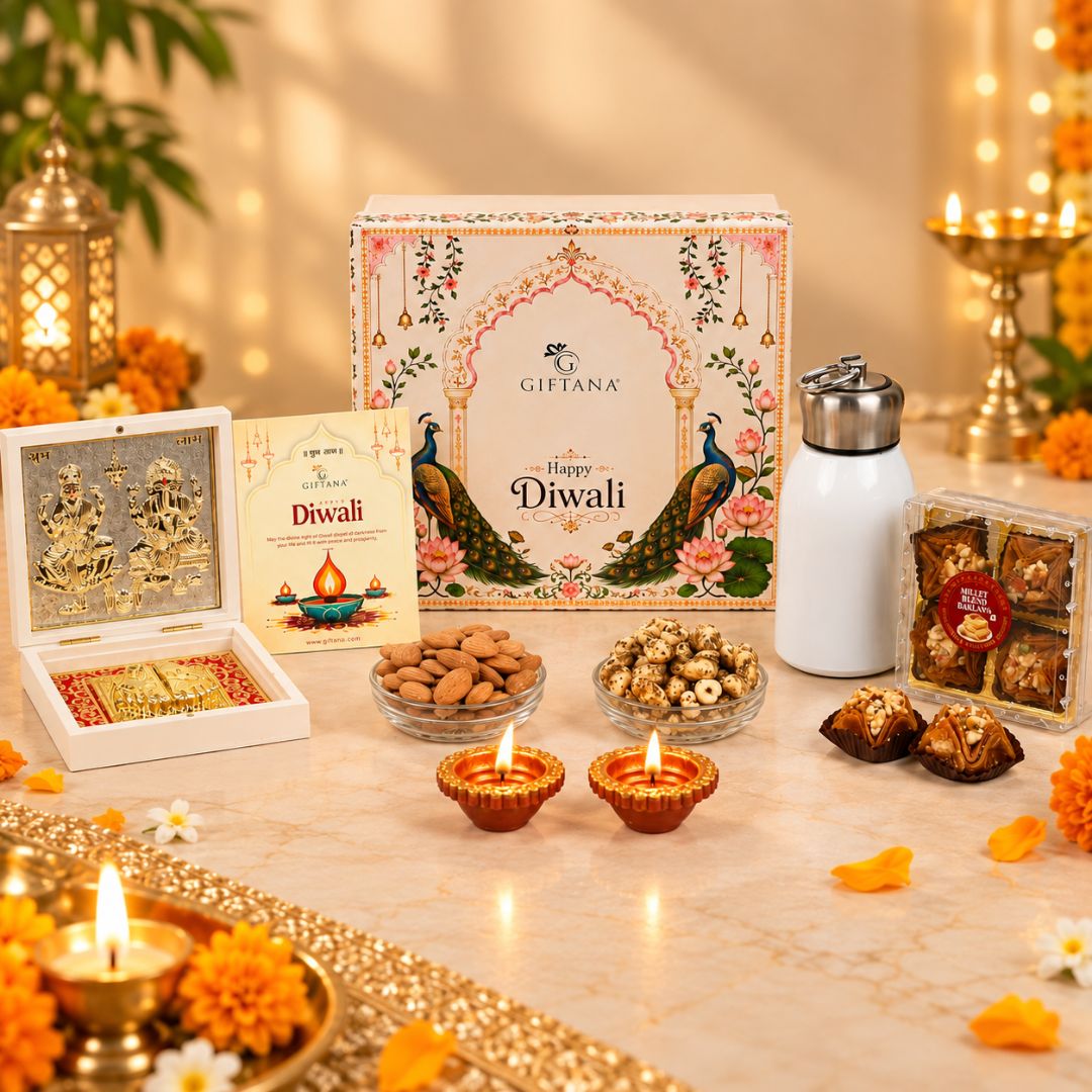 Corporate Diwali Gift Hamper with 300ml Steel Flask and Baklawa