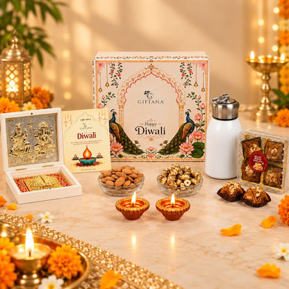 Corporate Diwali Gift Hamper with 300ml Steel Flask and Baklawa