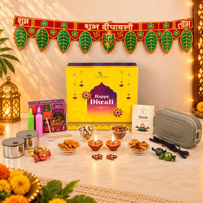 Corporate Diwali Gift Hamper with Electric Lunch Box and Pooja Set