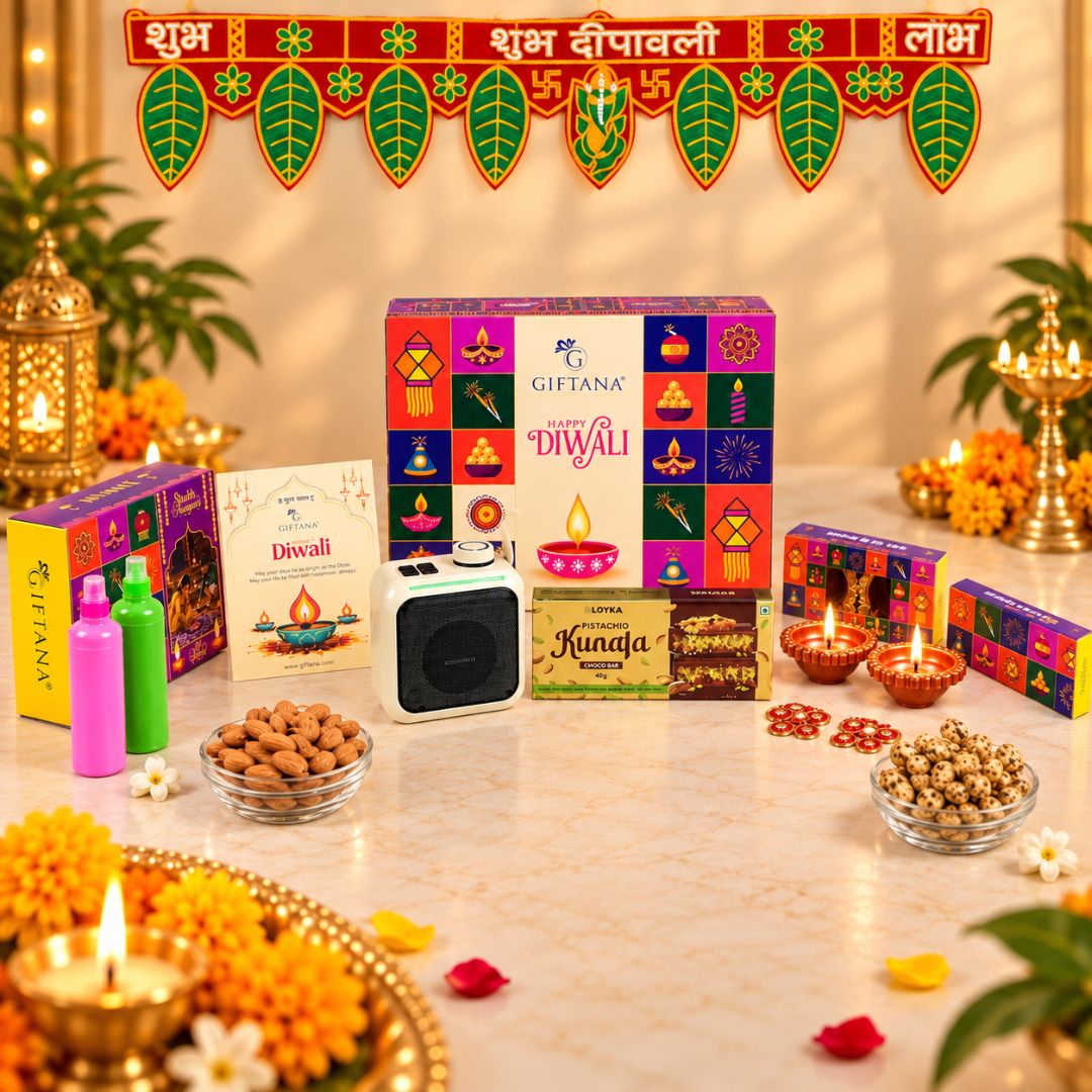 Corporate Diwali Gift Hamper with Speaker, Pistachio Kunafa and Toran