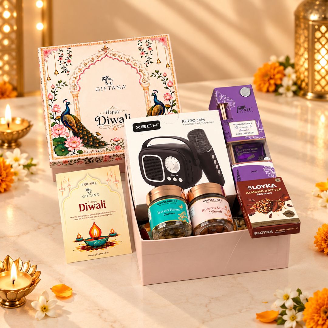 Corporate Diwali Gift Hamper with Xech Karaoke Speaker and Reed Diffuser