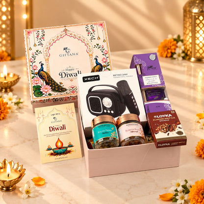 Corporate Diwali Gift Hamper with Xech Karaoke Speaker and Reed Diffuser