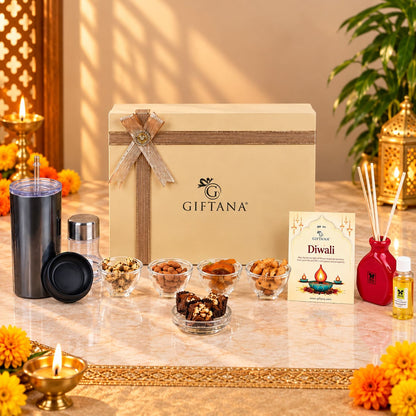 Corporate Diwali Gift Set with 3-in-1 Bottle Set and Reed Diffuser