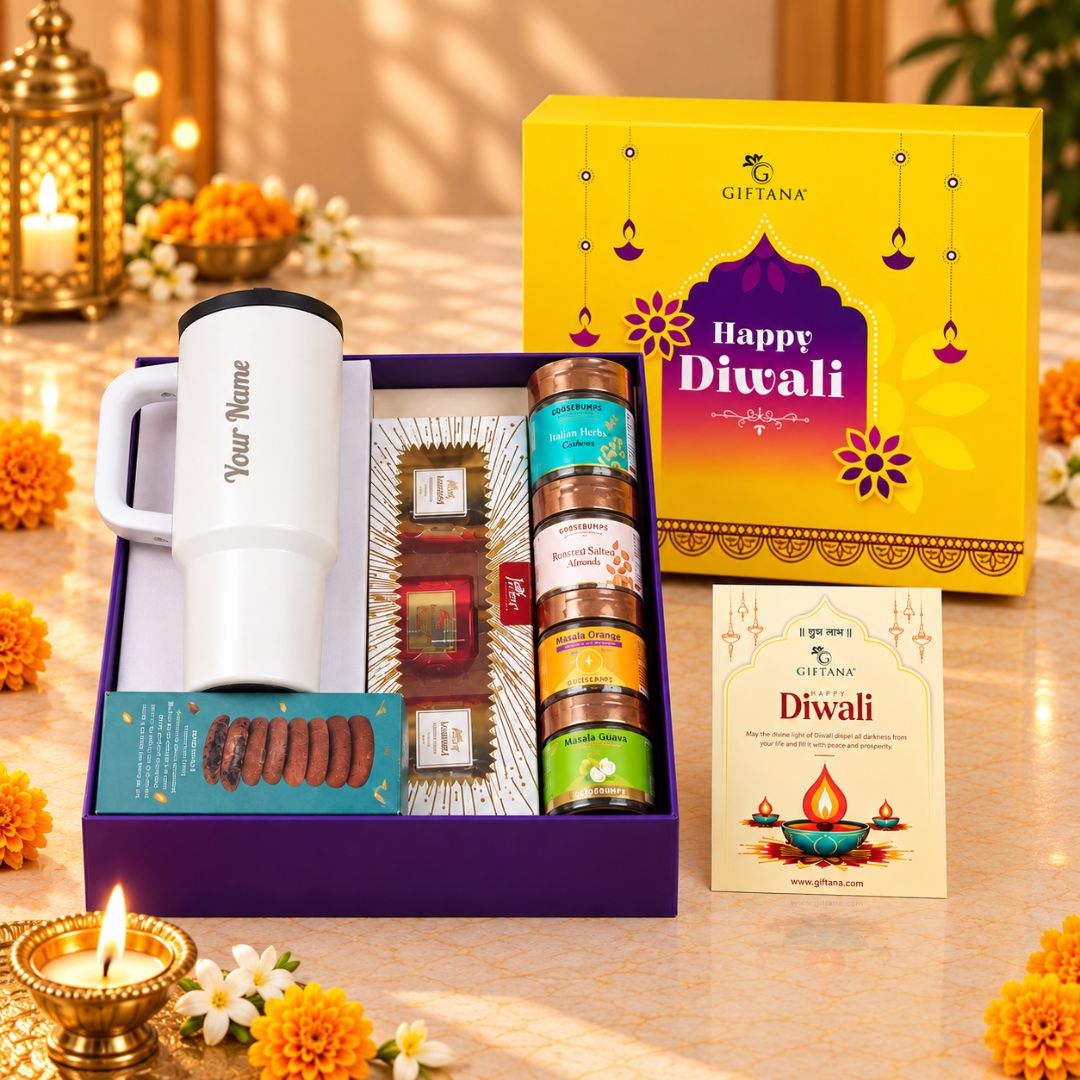 Corporate Diwali Gift Set with 710ml Tumbler, Diffuser and Cookies