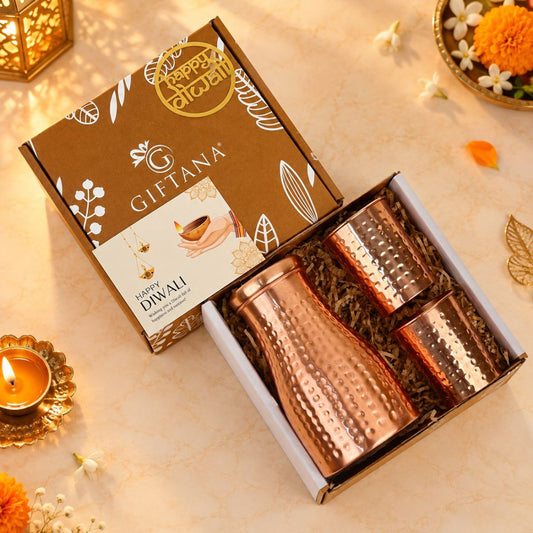 Corporate Diwali Gift Set with Copper Pot and 2 Copper Glasses