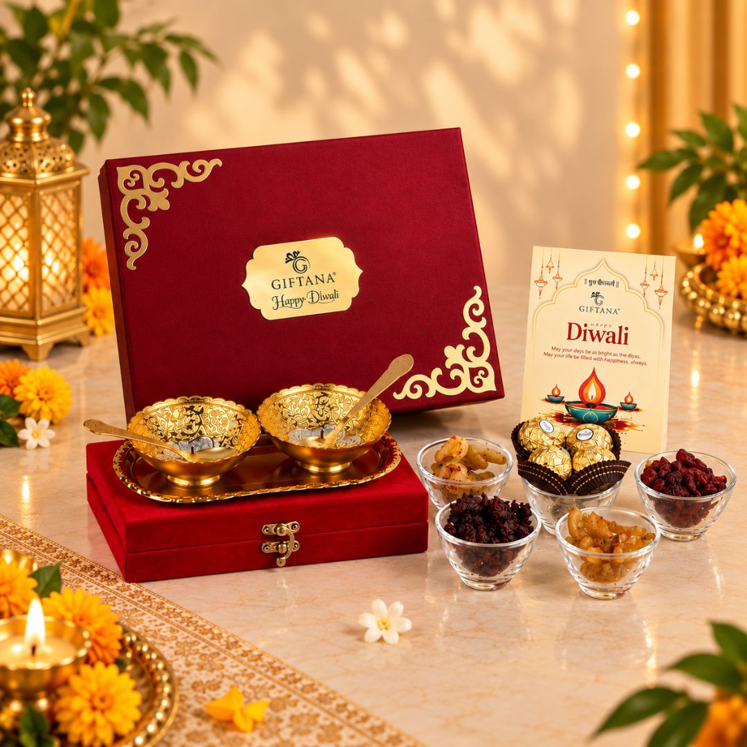 Corporate Diwali Gift Set with Serveware Tray, Ferrero Rocher and Mukhwas