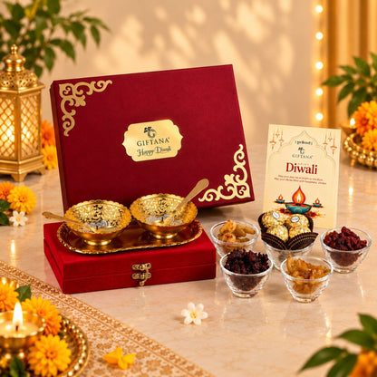 Corporate Diwali Gift Set with Serveware Tray, Ferrero Rocher and Mukhwas