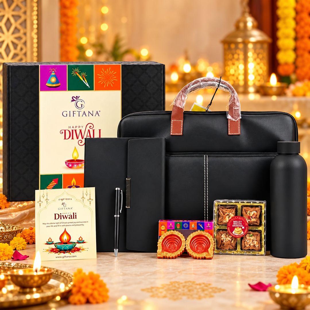 Diwali Business Gift Set with Black Laptop Bag and Planner