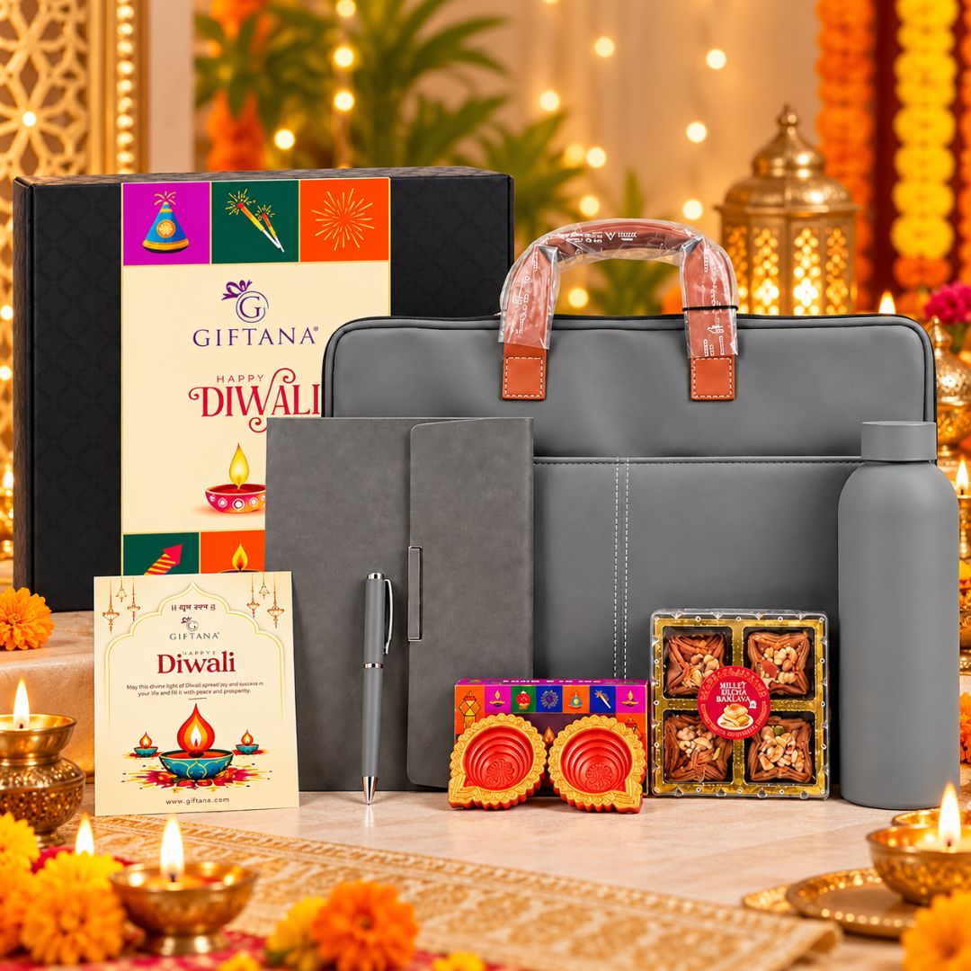 Diwali Business Gift Set with Black or Grey Laptop Bag and Planner