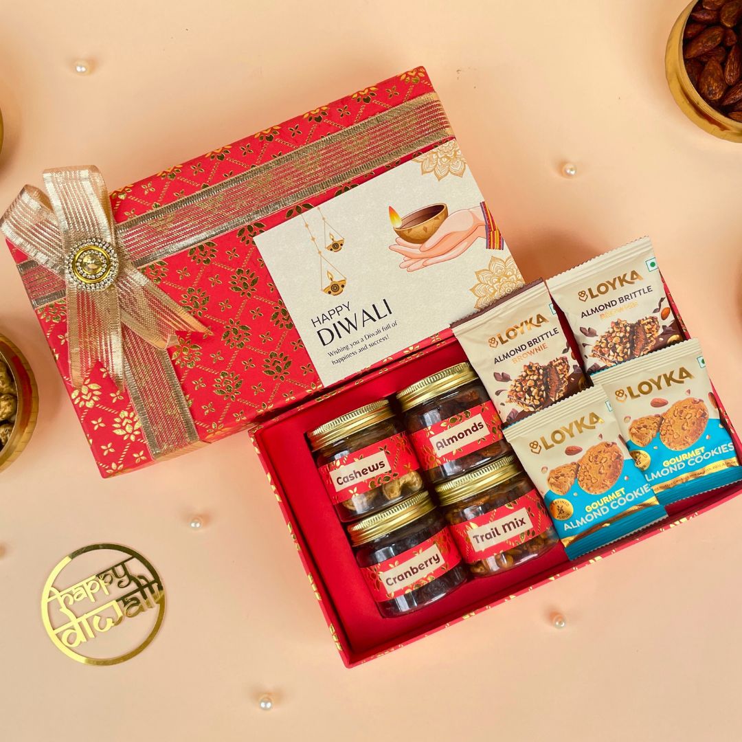 Diwali Dry Fruit Box for Office Staff with Brownies and Cookies