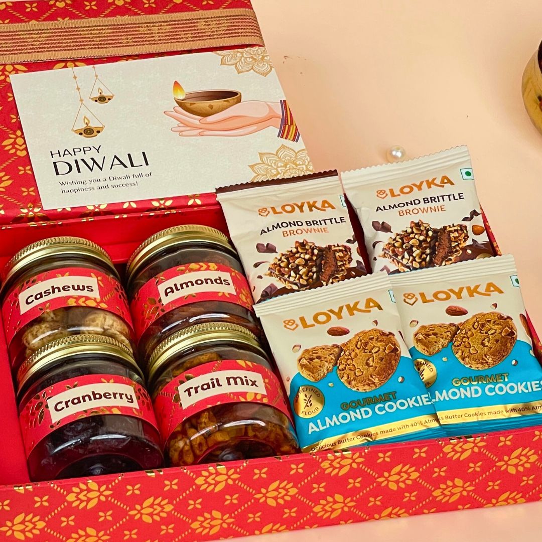 Diwali Dry Fruit Box for Office Staff with Brownies and Cookies