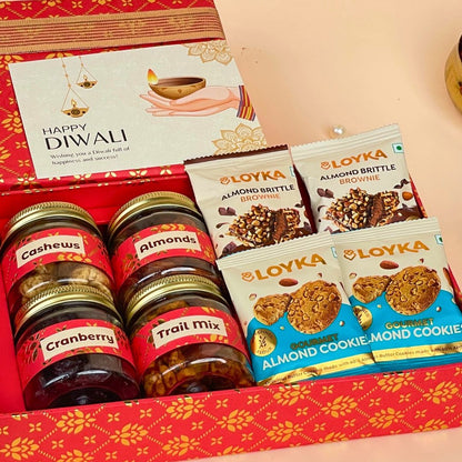 Diwali Dry Fruit Box for Office Staff with Brownies and Cookies