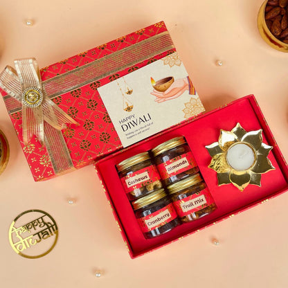 Diwali Dry Fruit Box with Cashews, Almonds, Cranberry and Trail Mix