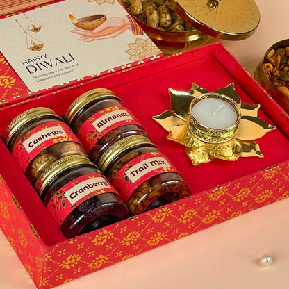 Diwali Dry Fruit Box with Cashews, Almonds, Cranberry and Trail Mix