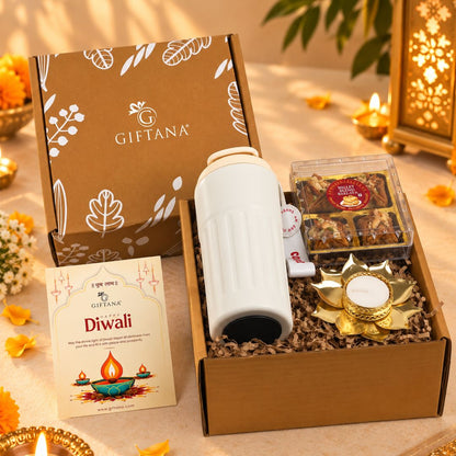 Diwali Gift Box for Staff with Smart Temperature Tumbler and Baklawa