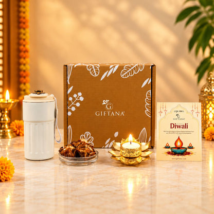 Diwali Gift Box for Staff with Smart Temperature Tumbler and Baklawa