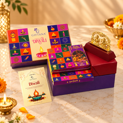 Diwali Gift Box with Laxmi Ganesh Idol and Pooja Essentials Kit