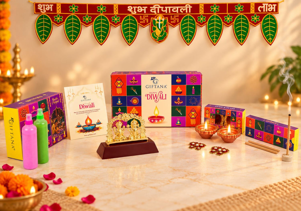 Diwali Gift Box with Laxmi Ganesh Idol and Pooja Essentials Kit