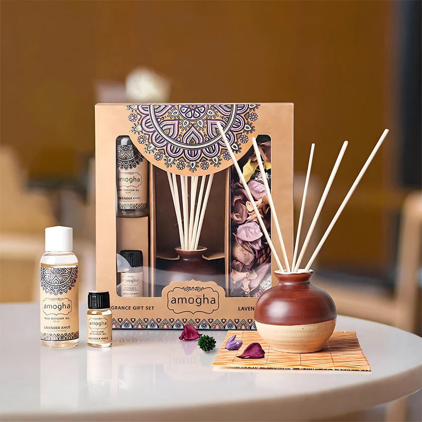 Diwali Gift Hamper with Bamboo Bottle, Bamboo Mug and Fragrance Set