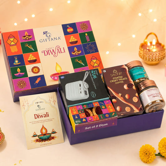 Diwali Gift Hamper with Bluetooth Speaker, Diyas and Nuts