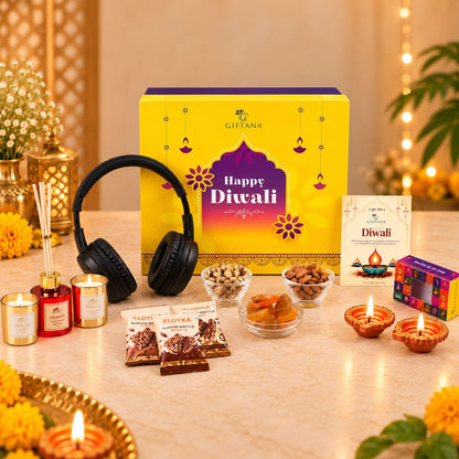 Diwali Gift Hamper with boAt Headphones, Reed Diffuser and Candle Set
